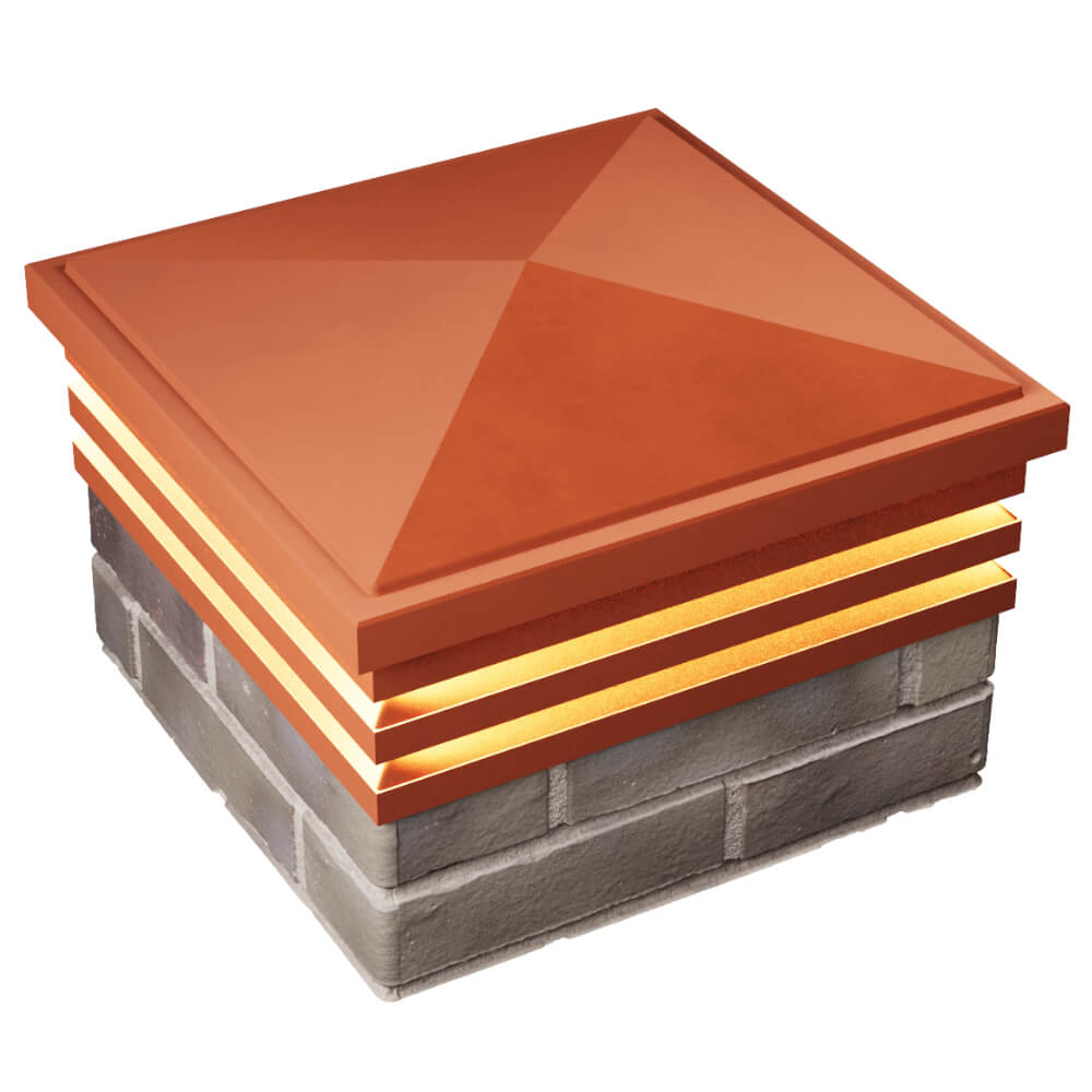 Колпак Zking Бона ХайТек Красный на столб 1.5х1.5 кирпича (385х385мм) с подсветкой в Павловском Посаде фото