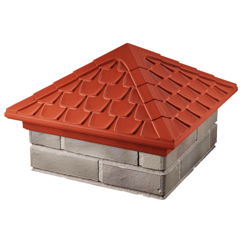 Колпак Zking Эльбрус Красный на столб 1.5х1.5 кирпича (385х385мм) в Павловском Посаде фото