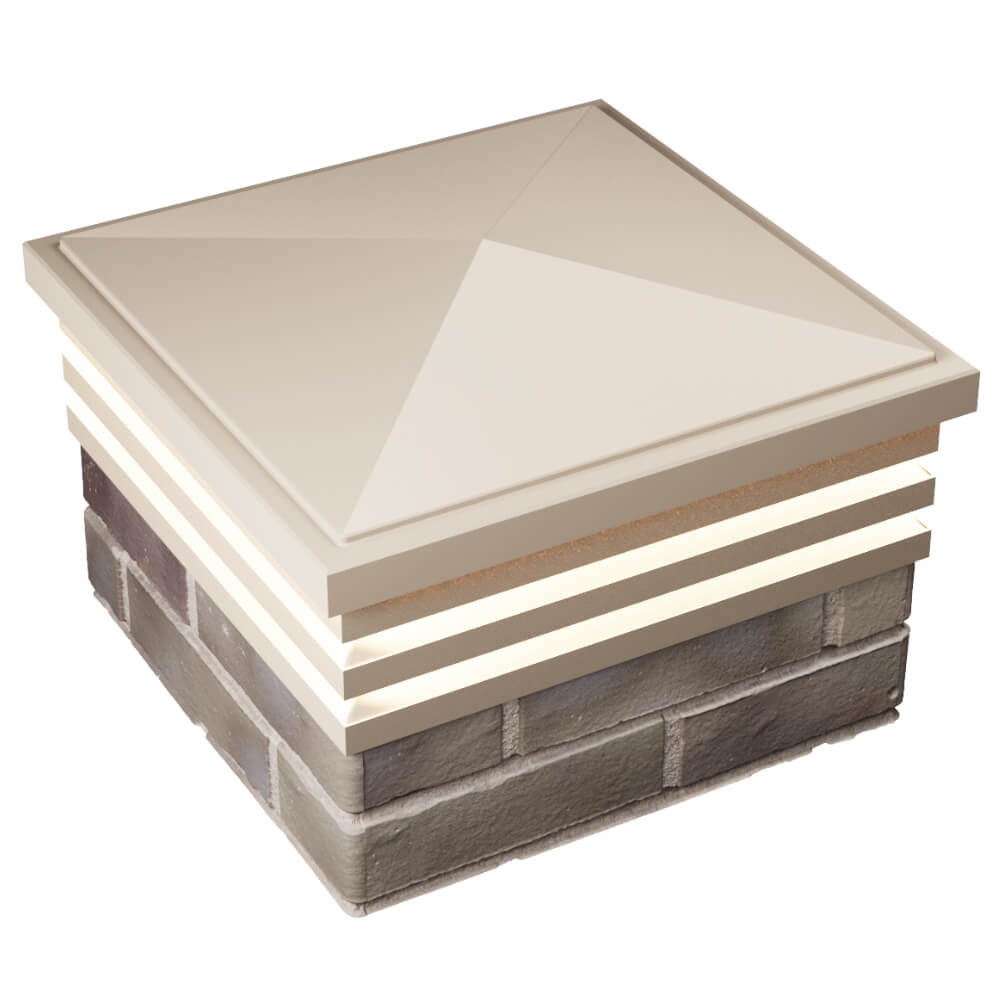 Колпак Zking Бона ХайТек Бежевый на столб 1.5х1.5 кирпича (385х385мм) с подсветкой в Павловском Посаде фото