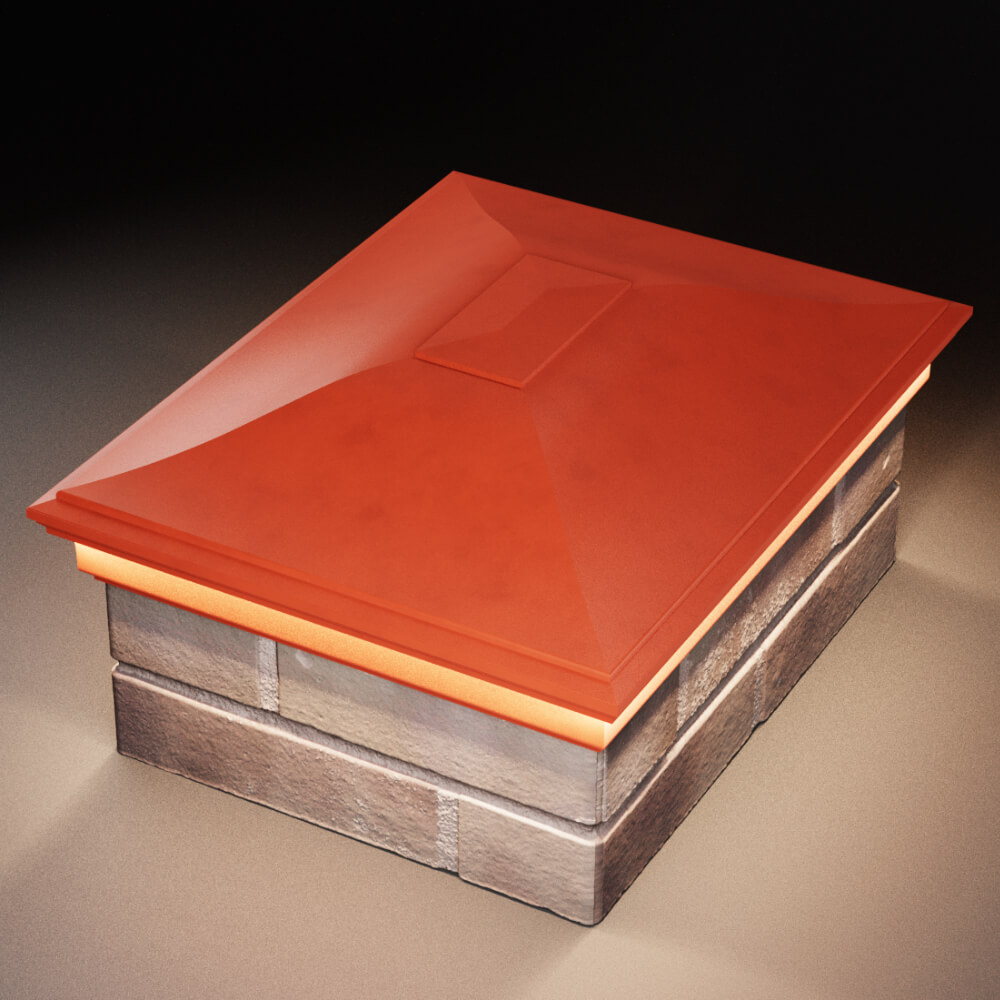 Колпак Zking Монблан Красный на столб 2х1.5 кирпича (515х385мм) c подсветкой в Павловском Посаде фото