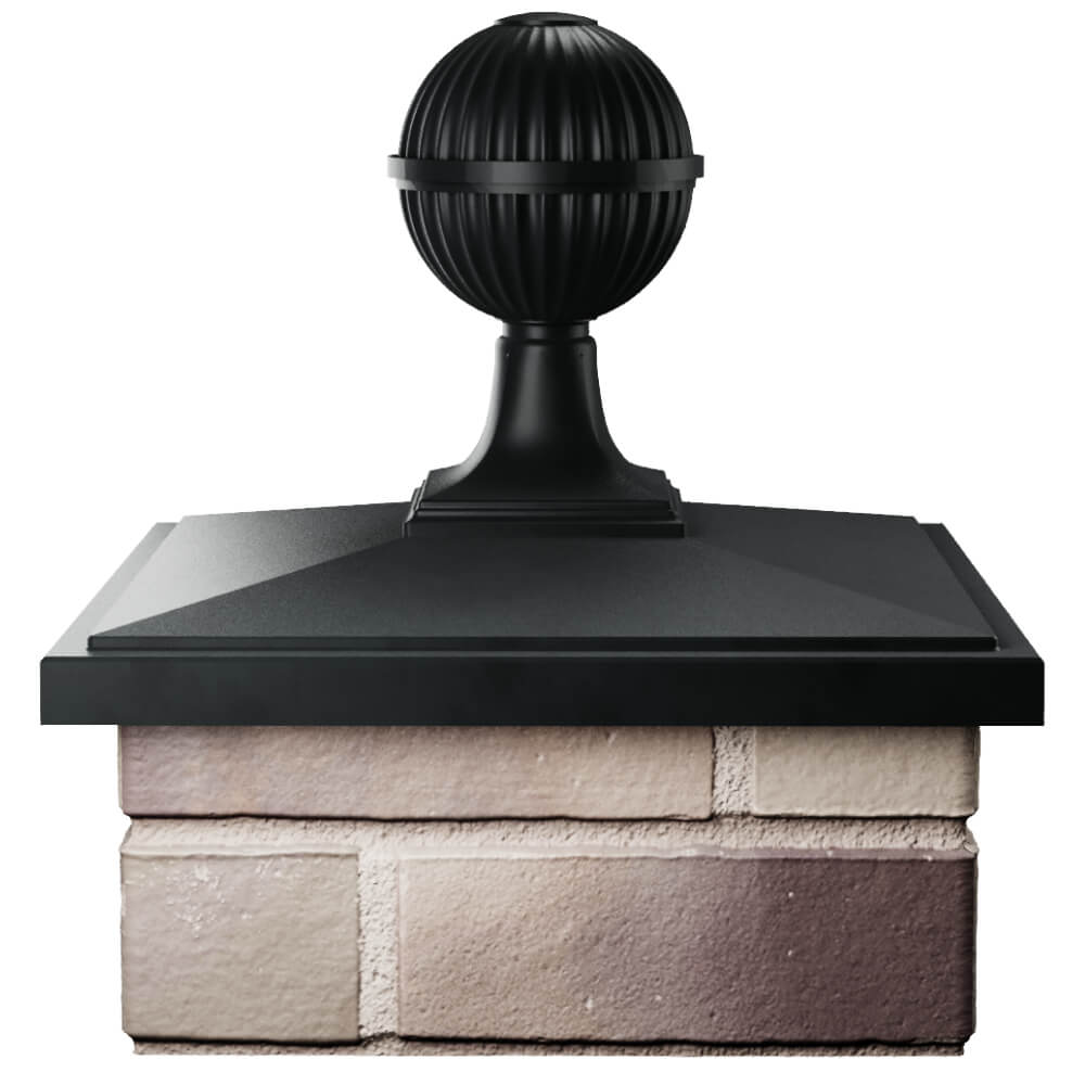 Колпак Zking БонаМоно Черный с шаром на столб 1.5х1.5 кирпича (385х385, 400х400мм) в сборе Павловский Посад фото