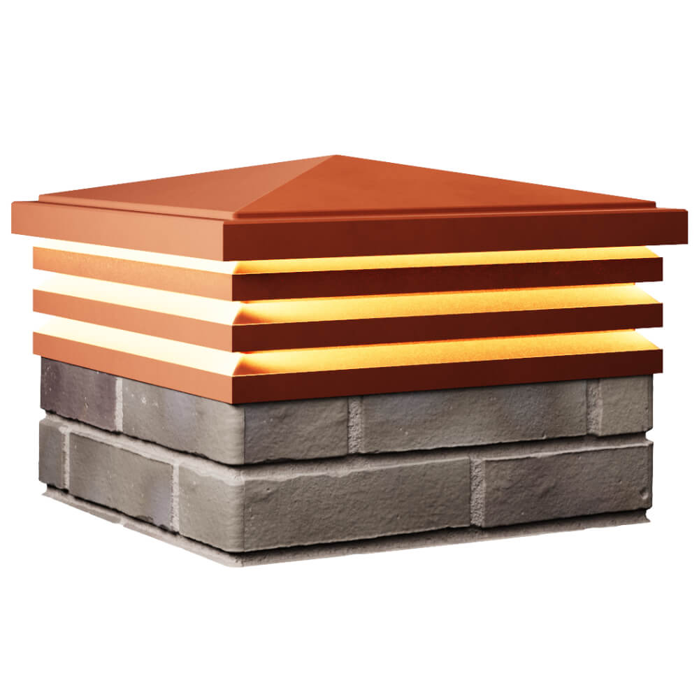 Колпак Zking Бона ХайТек Красный на столб 1.5х1.5 кирпича (385х385мм) с подсветкой в Павловском Посаде фото