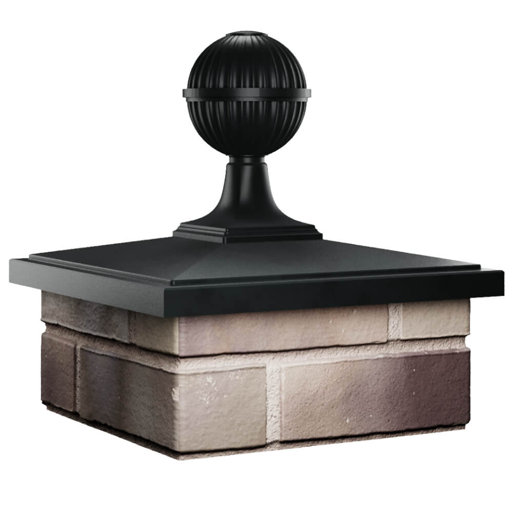 Колпак Zking БонаМоно Черный с шаром на столб 1.5х1.5 кирпича (385х385, 400х400мм) в сборе в Павловском Посаде фото