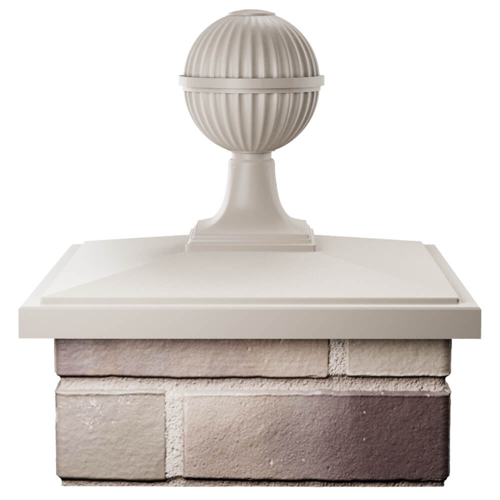 Колпак Zking БонаМоно Бежевый с шаром на столб 1.5х1.5 кирпича (385х385, 400х400мм) в сборе Павловский Посад фото