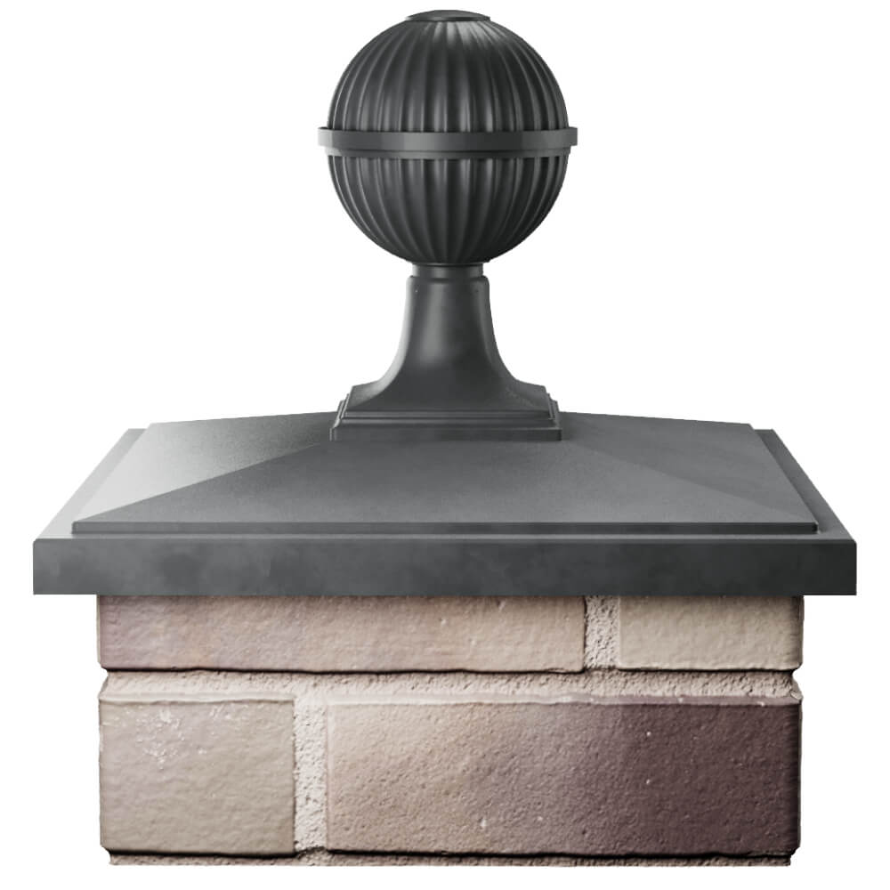Колпак Zking БонаМоно Серый с шаром на столб 1.5х1.5 кирпича (385х385, 400х400мм) в сборе Павловский Посад фото