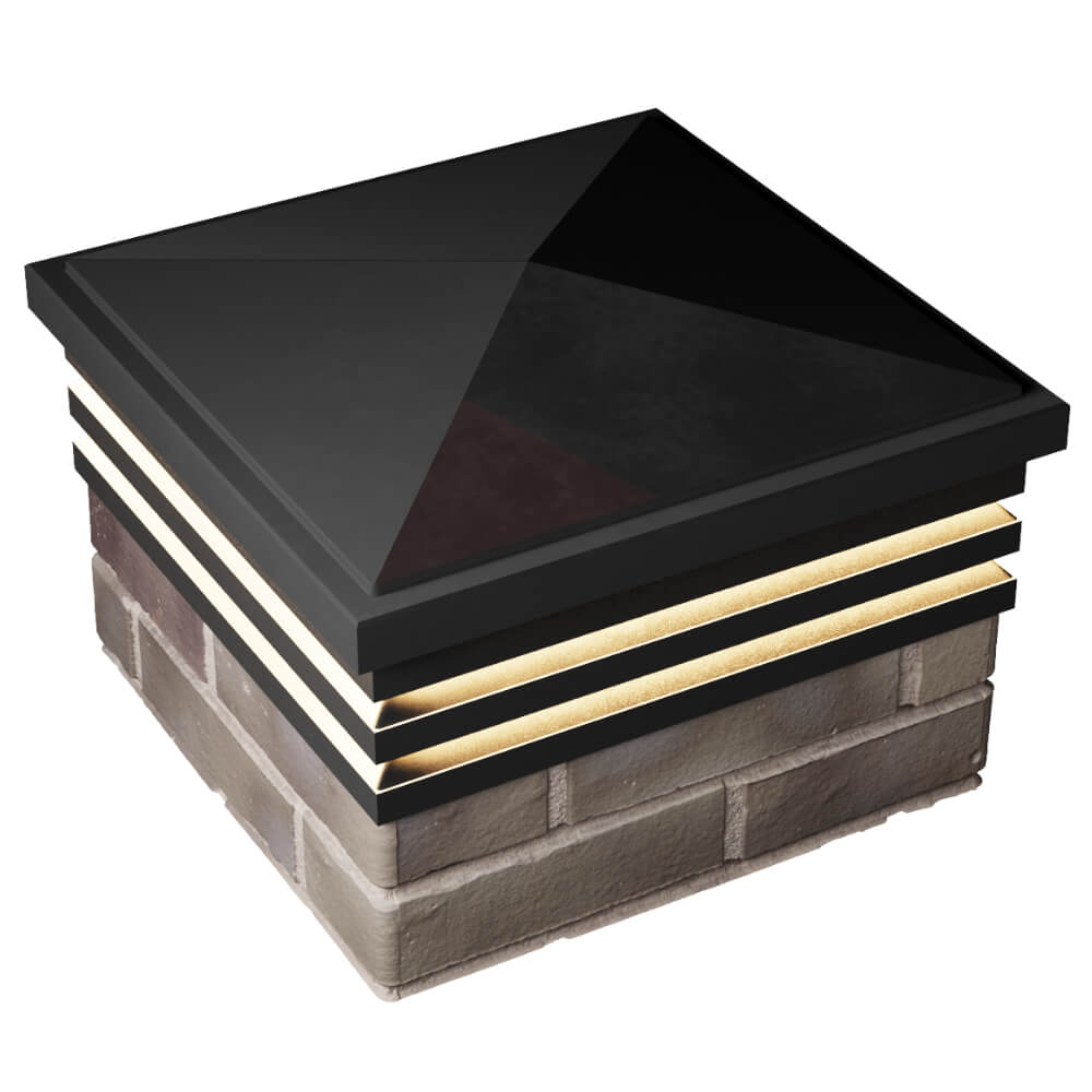 Колпак Zking Бона ХайТек Черный на столб 1.5х1.5 кирпича (385х385мм) с подсветкой в Павловском Посаде фото