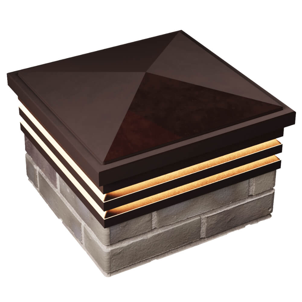 Колпак Zking Бона ХайТек Коричневый на столб 1.5х1.5 кирпича (385х385мм) с подсветкой в Павловском Посаде фото