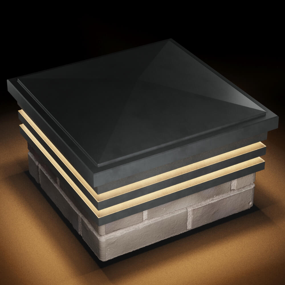 Колпак Zking Бона ХайТек Серый на столб 1.5х1.5 кирпича (385х385мм) с подсветкой в Павловском Посаде фото