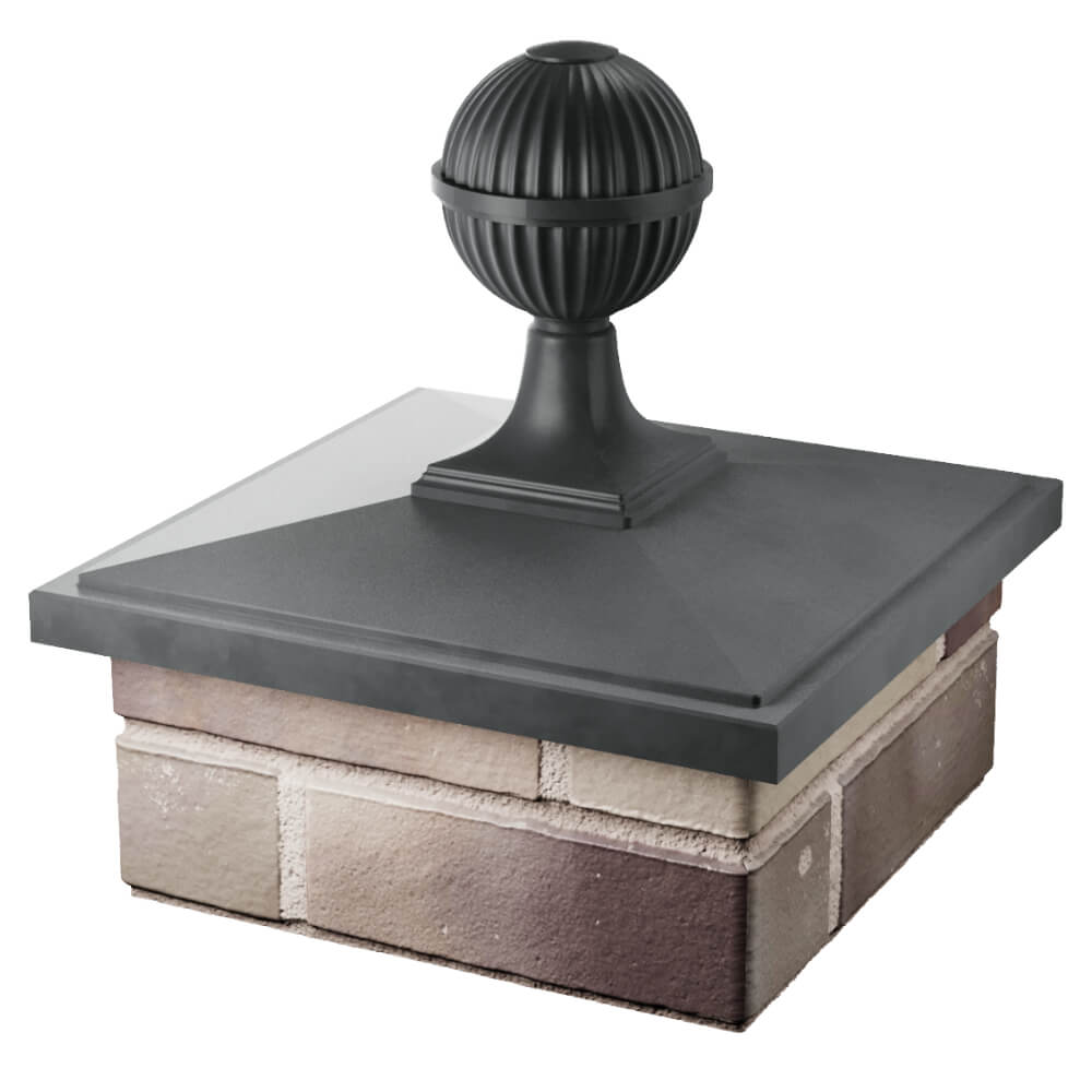 Колпак Zking БонаМоно Серый с шаром на столб 1.5х1.5 кирпича (385х385, 400х400мм) в сборе в Павловском Посаде фото