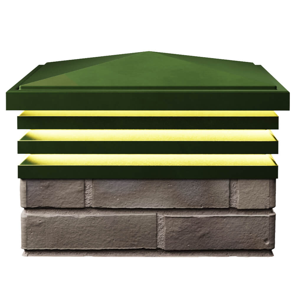 Колпак Zking Бона ХайТек Зеленый на столб 1.5х1.5 кирпича (385х385мм) с подсветкой в Павловском Посаде фото