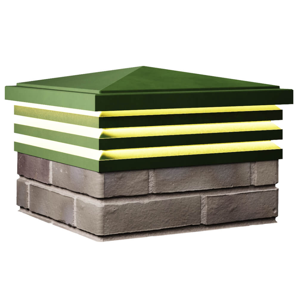 Колпак Zking Бона ХайТек Зеленый на столб 1.5х1.5 кирпича (385х385мм) с подсветкой в Павловском Посаде фото