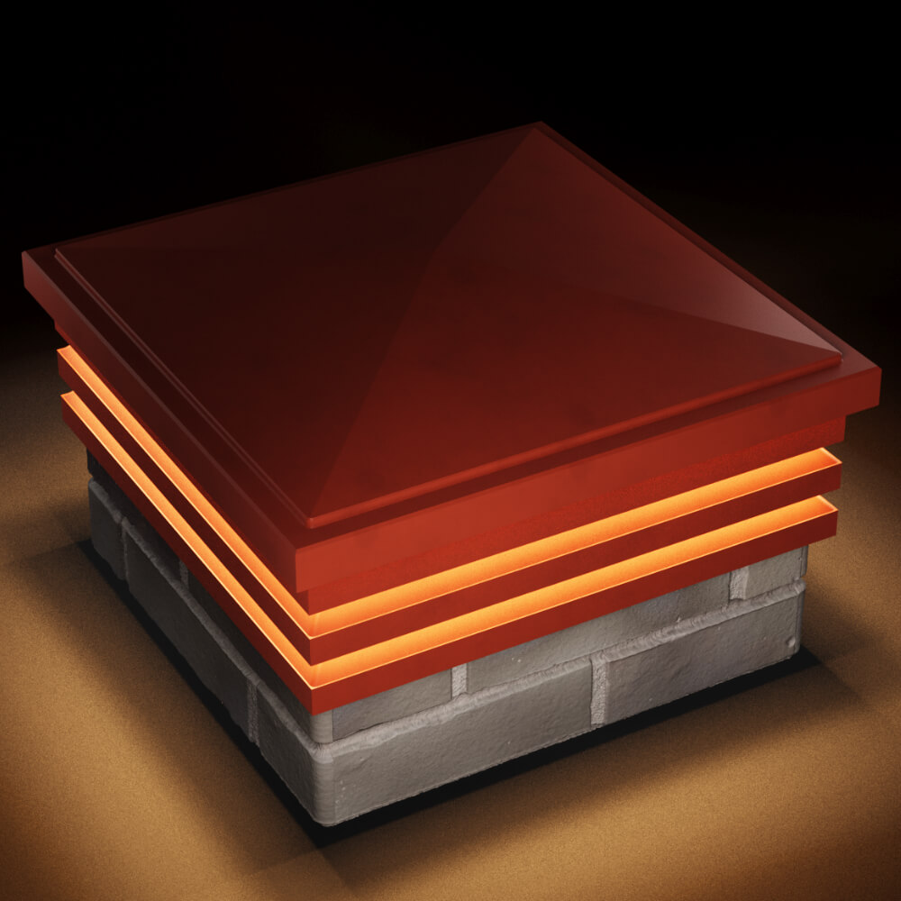 Колпак Zking Бона ХайТек Красный на столб 1.5х1.5 кирпича (385х385мм) с подсветкой в Павловском Посаде фото