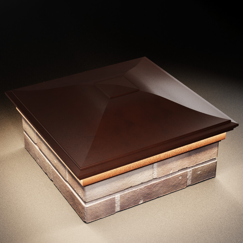 Колпак Zking Монблан Коричневый на столб 2х2 кирпича (515х515мм) c подсветкой в Павловском Посаде фото