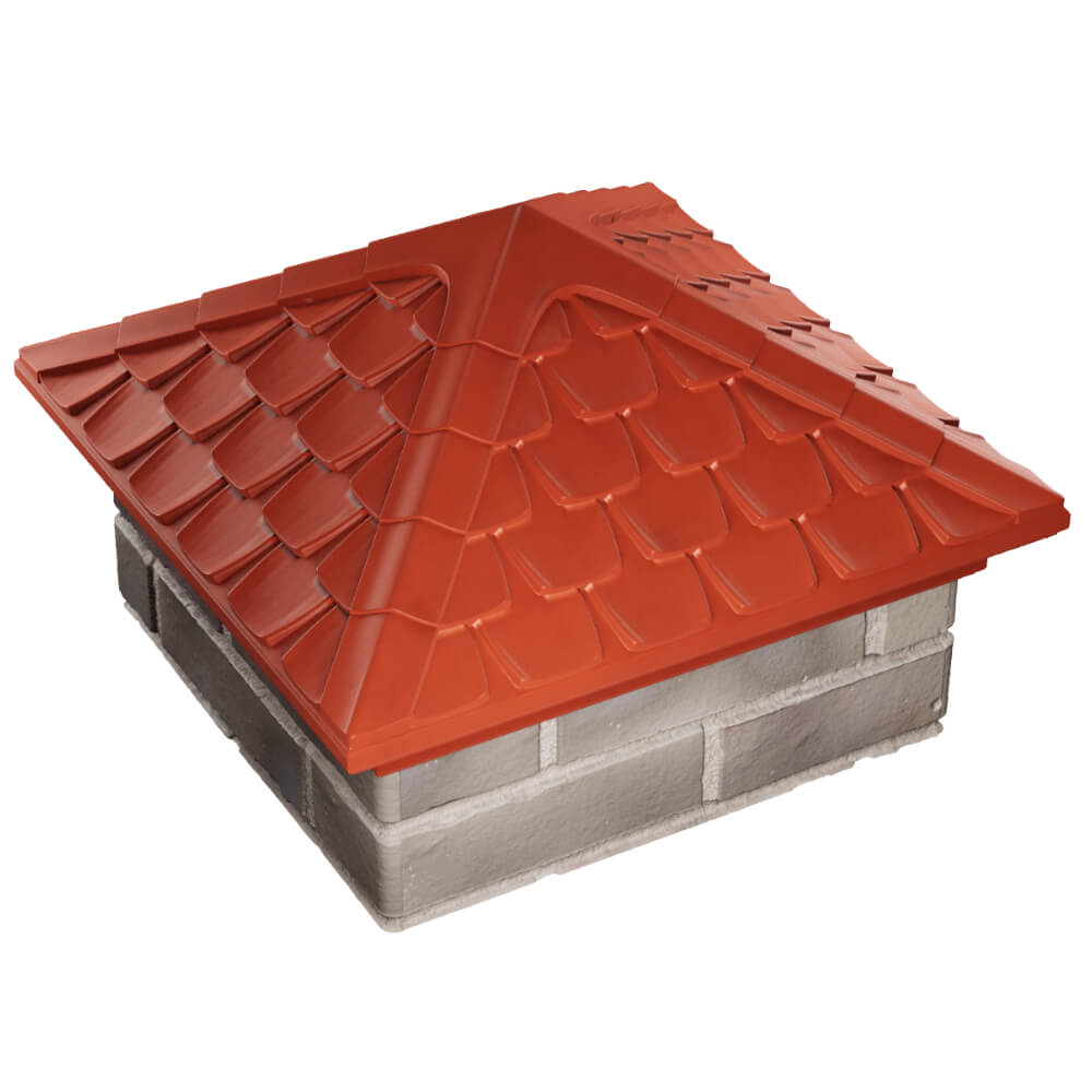 Колпак Zking Эльбрус Красный на столб 1.5х1.5 кирпича (385х385мм) в Павловском Посаде фото