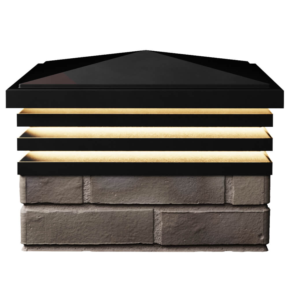 Колпак Zking Бона ХайТек Черный на столб 1.5х1.5 кирпича (385х385мм) с подсветкой в Павловском Посаде фото