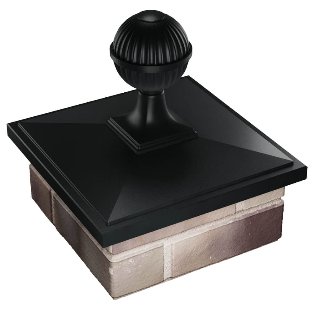 Колпак Zking БонаМоно Черный с шаром на столб 1.5х1.5 кирпича (385х385, 400х400мм) в сборе в Павловском Посаде фото