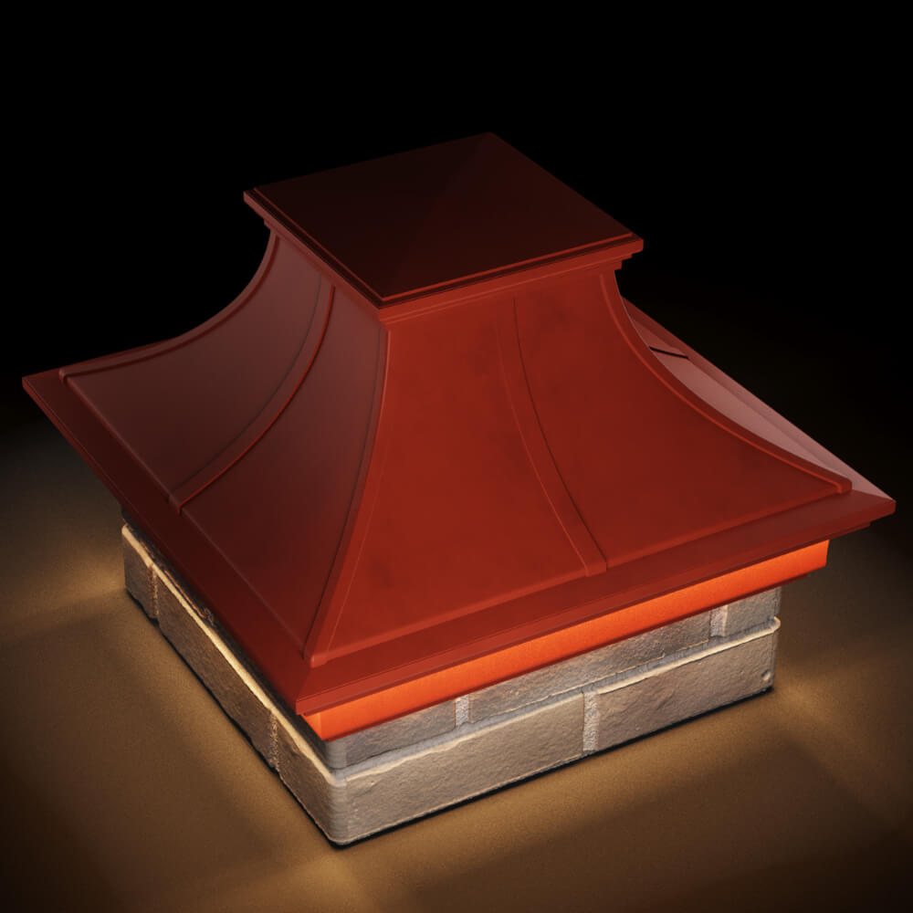 Колпак Zking Монблан Премиум Красный на столб 1.5х1.5 кирпича (385х385мм) с подсветкой в Павловском Посаде фото