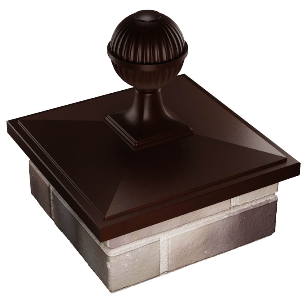 Колпак Zking БонаМоно Коричневый с шаром на столб 1.5х1.5 кирпича (385х385, 400х400мм) в сборе в Павловском Посаде фото