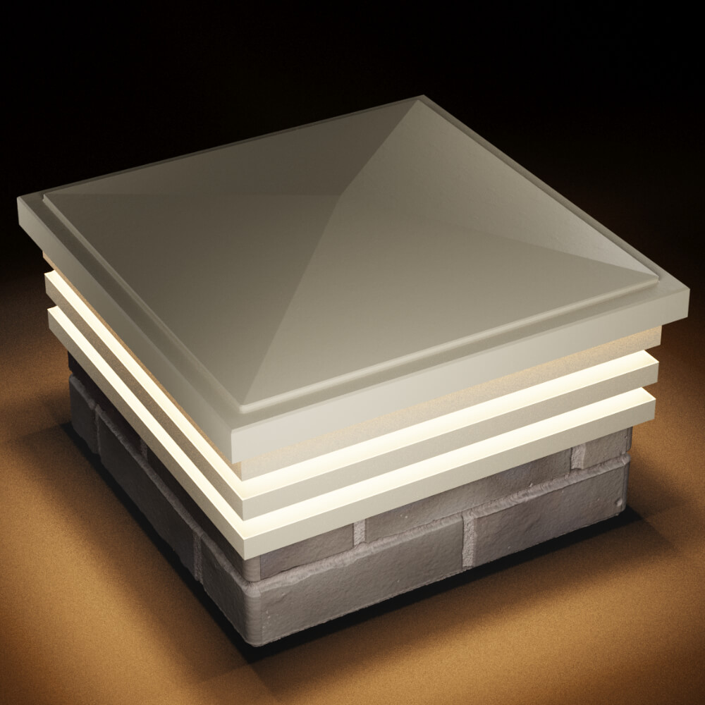 Колпак Zking Бона ХайТек Бежевый на столб 1.5х1.5 кирпича (385х385мм) с подсветкой в Павловском Посаде фото