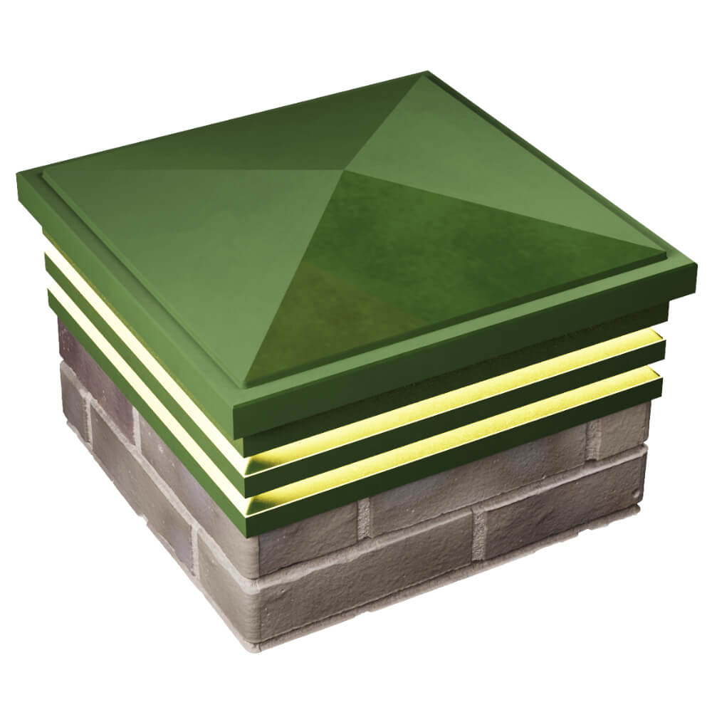 Колпак Zking Бона ХайТек Зеленый на столб 1.5х1.5 кирпича (385х385мм) с подсветкой в Павловском Посаде фото