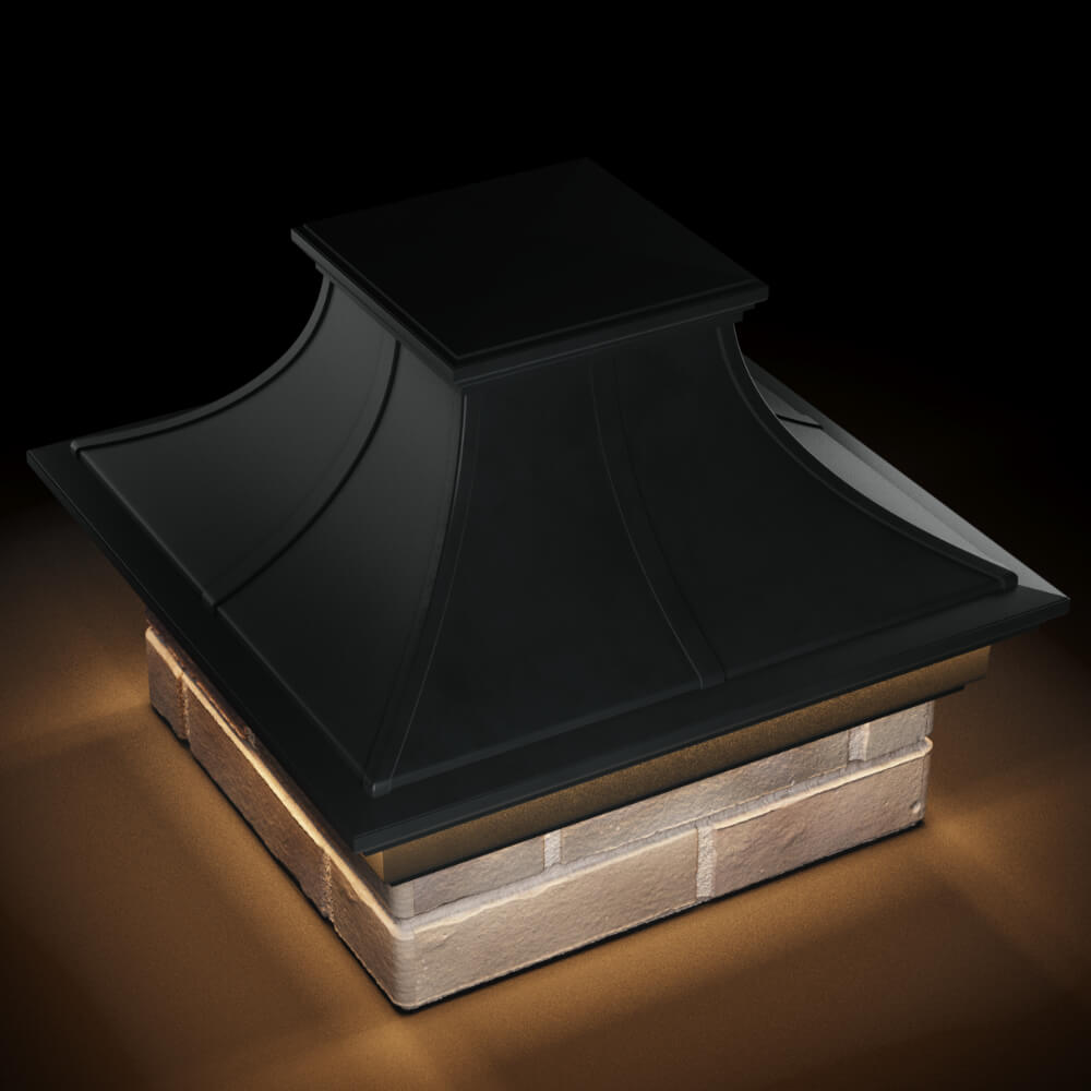 Колпак Zking Монблан Премиум Черный на столб 1.5х1.5 кирпича (385х385мм) с подсветкой в Павловском Посаде фото
