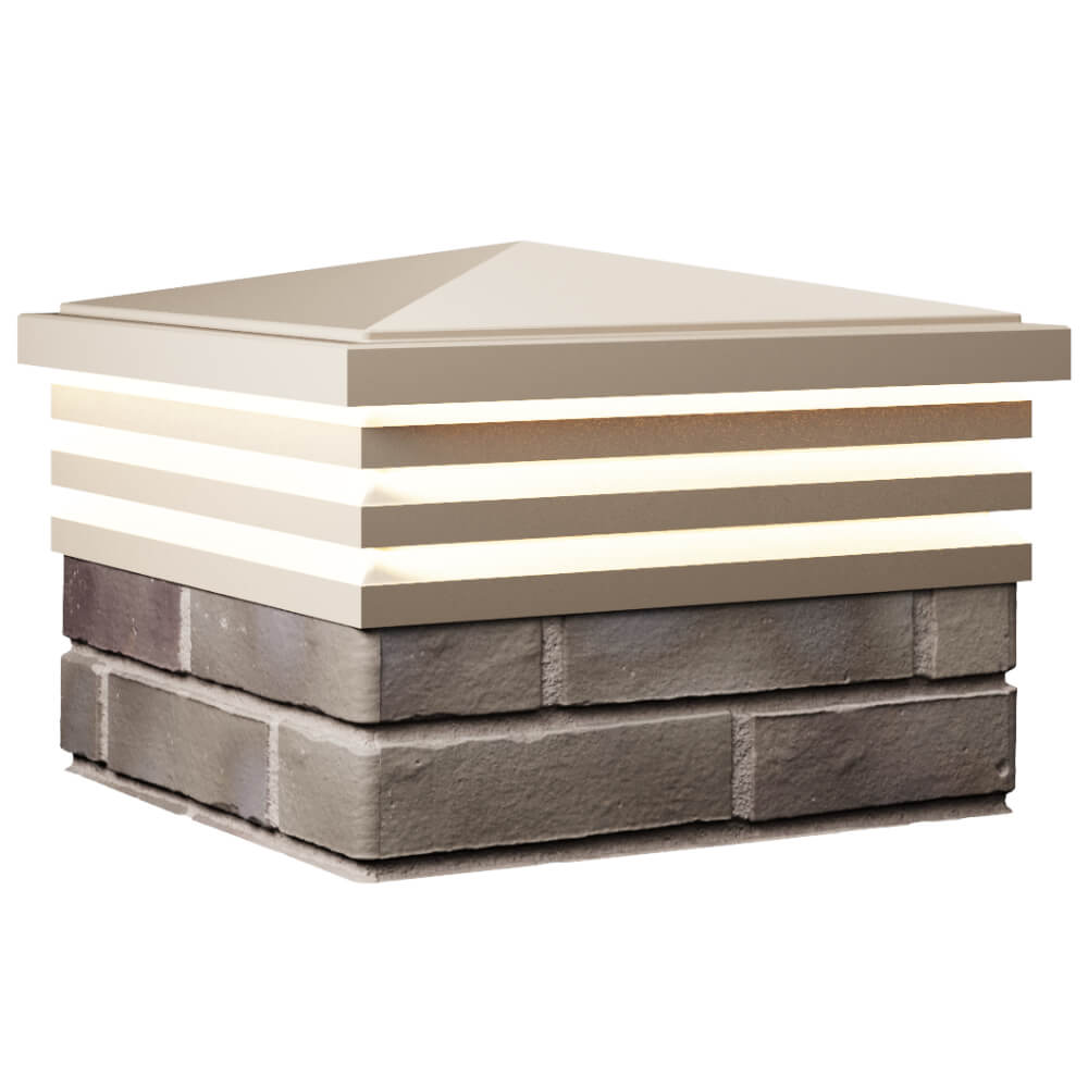 Колпак Zking Бона ХайТек Бежевый на столб 1.5х1.5 кирпича (385х385мм) с подсветкой в Павловском Посаде фото