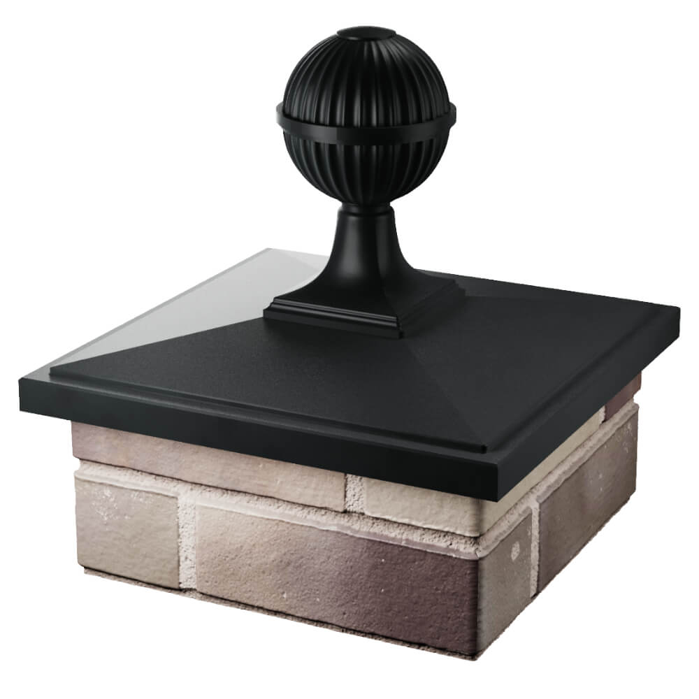 Колпак Zking БонаМоно Черный с шаром на столб 1.5х1.5 кирпича (385х385, 400х400мм) в сборе в Павловском Посаде фото