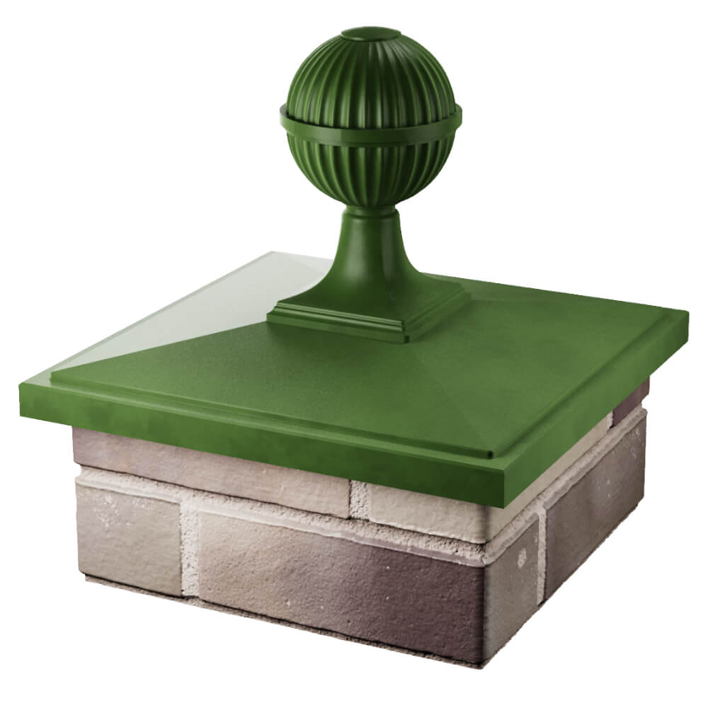 Колпак Zking БонаМоно Зеленый с шаром на столб 1.5х1.5 кирпича (385х385, 400х400мм) в сборе в Павловском Посаде фото