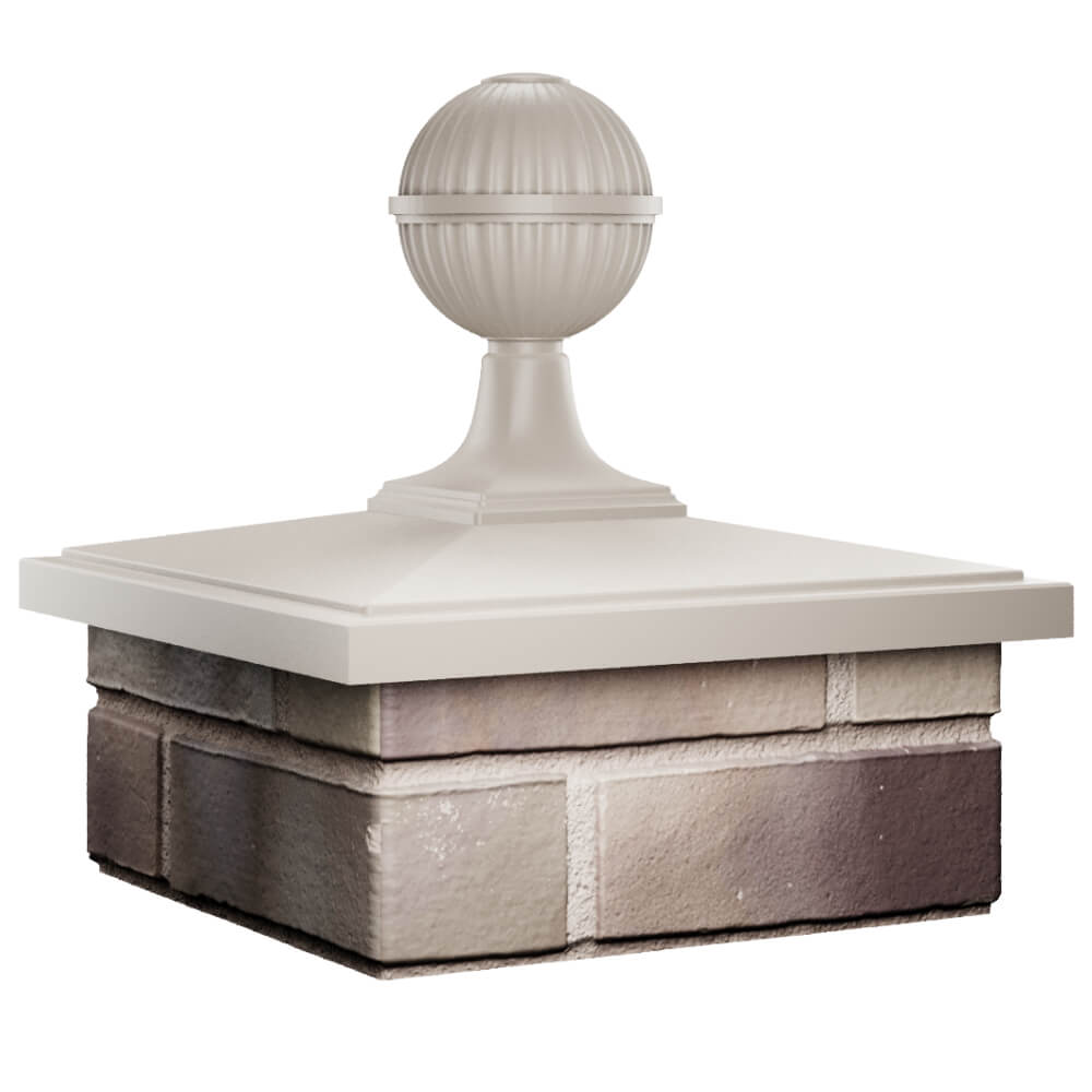 Колпак Zking БонаМоно Бежевый с шаром на столб 1.5х1.5 кирпича (385х385, 400х400мм) в сборе в Павловском Посаде фото