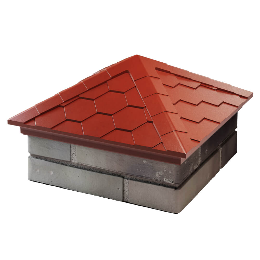 Колпак Zking Эверест Красный на столб 1.5х1.5 кирпича (390х390мм) в Павловском Посаде фото