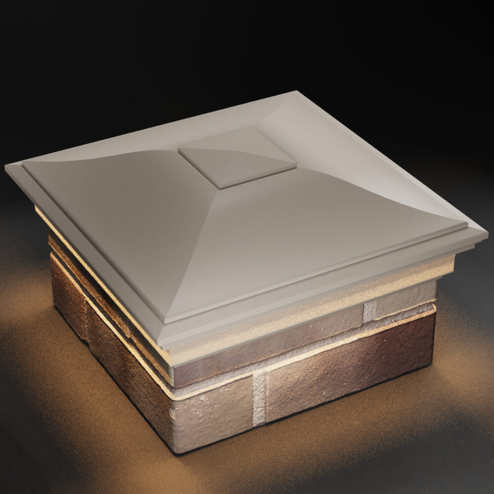 Колпак Zking Монблан Бежевый на столб 1.5х1.5 кирпича (385х385мм) с подсветкой в Павловском Посаде фото