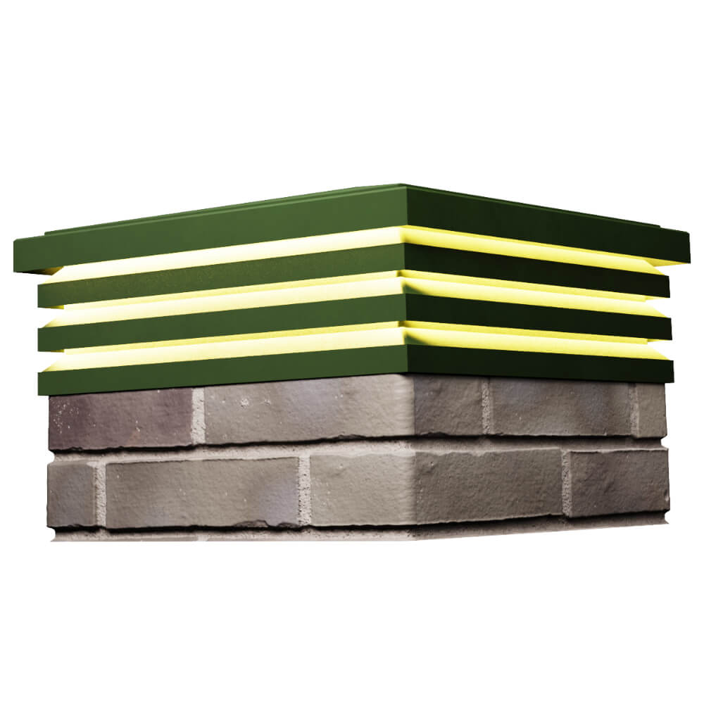 Колпак Zking Бона ХайТек Зеленый на столб 1.5х1.5 кирпича (385х385мм) с подсветкой в Павловском Посаде фото