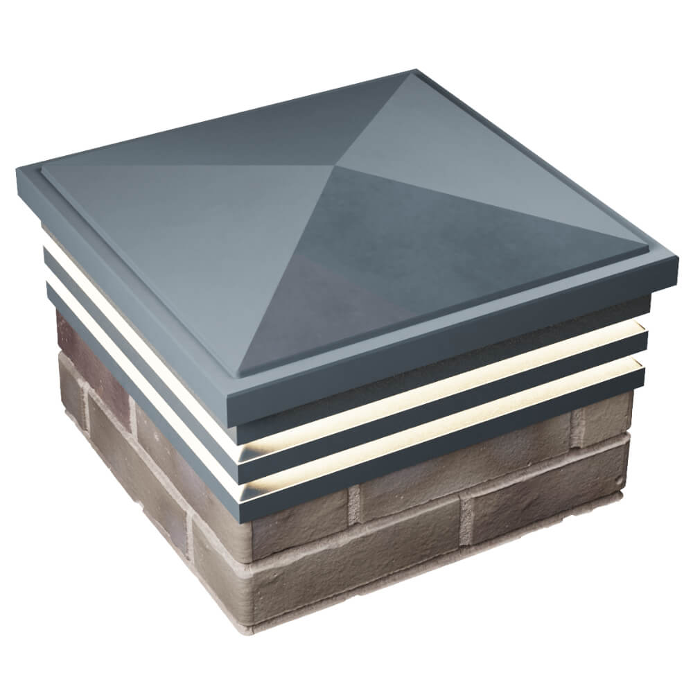 Колпак Zking Бона ХайТек Серый на столб 1.5х1.5 кирпича (385х385мм) с подсветкой в Павловском Посаде фото