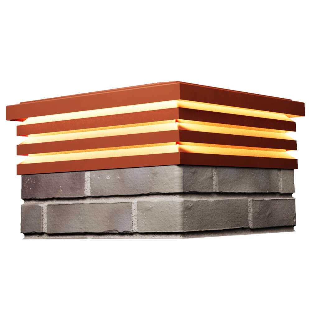 Колпак Zking Бона ХайТек Красный на столб 1.5х1.5 кирпича (385х385мм) с подсветкой в Павловском Посаде фото