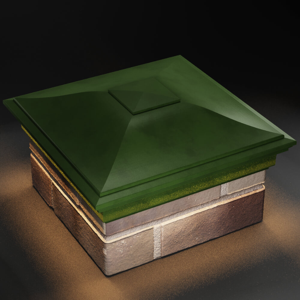 Колпак Zking Монблан Зеленый на столб 1.5х1.5 кирпича (385х385мм) с подсветкой в Павловском Посаде фото