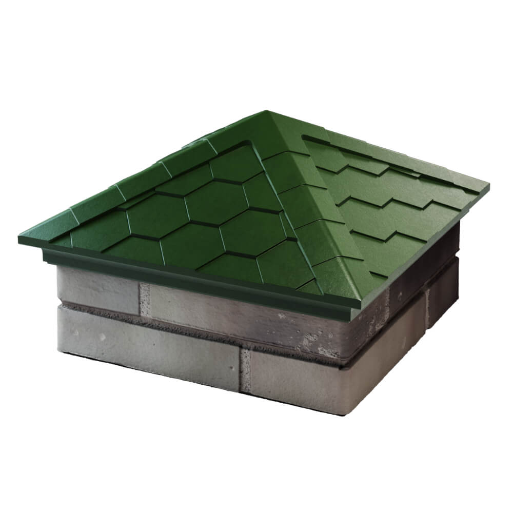 Колпак Zking Эверест Зеленый на столб 1.5х1.5 кирпича (390х390мм) в Павловском Посаде фото