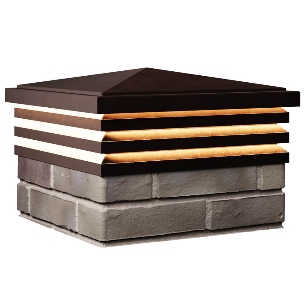 Колпак Zking Бона ХайТек Коричневый на столб 1.5х1.5 кирпича (385х385мм) с подсветкой в Павловском Посаде фото