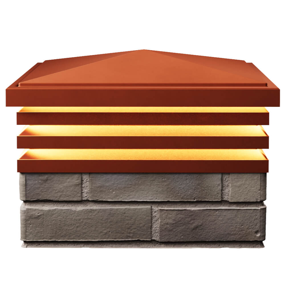 Колпак Zking Бона ХайТек Красный на столб 1.5х1.5 кирпича (385х385мм) с подсветкой в Павловском Посаде фото