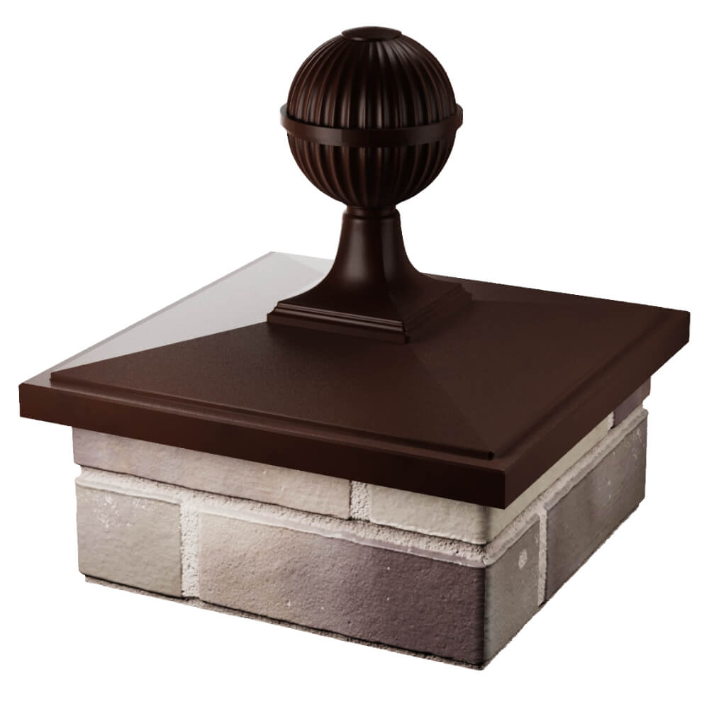 Колпак Zking БонаМоно Коричневый с шаром на столб 1.5х1.5 кирпича (385х385, 400х400мм) в сборе в Павловском Посаде фото
