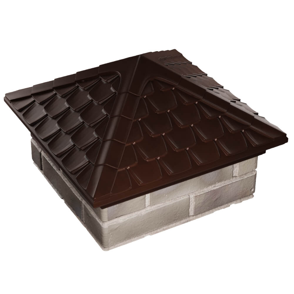 Колпак Zking Эльбрус Коричневый на столб 1.5х1.5 кирпича (385х385мм) в Павловском Посаде фото