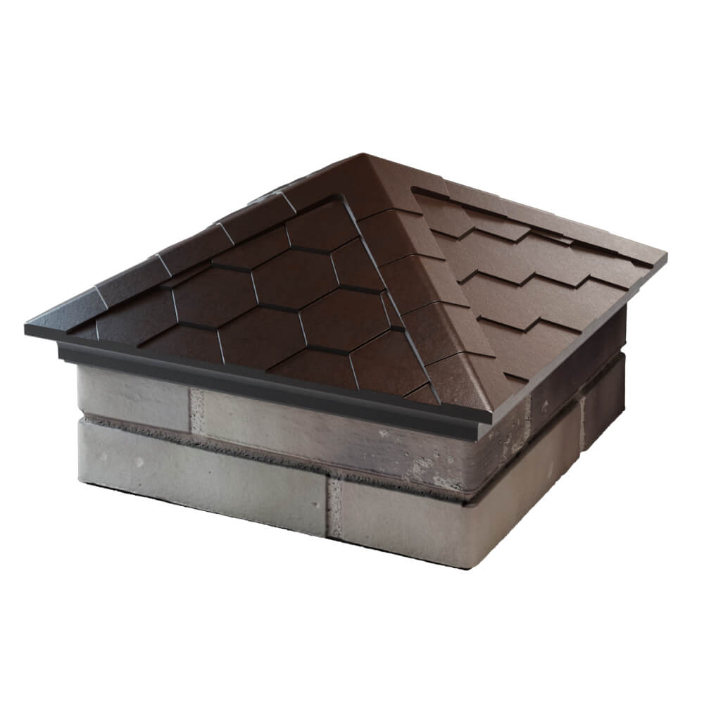 Колпак Zking Эверест Коричневый на столб 1.5х1.5 кирпича (390х390мм) в Павловском Посаде фото