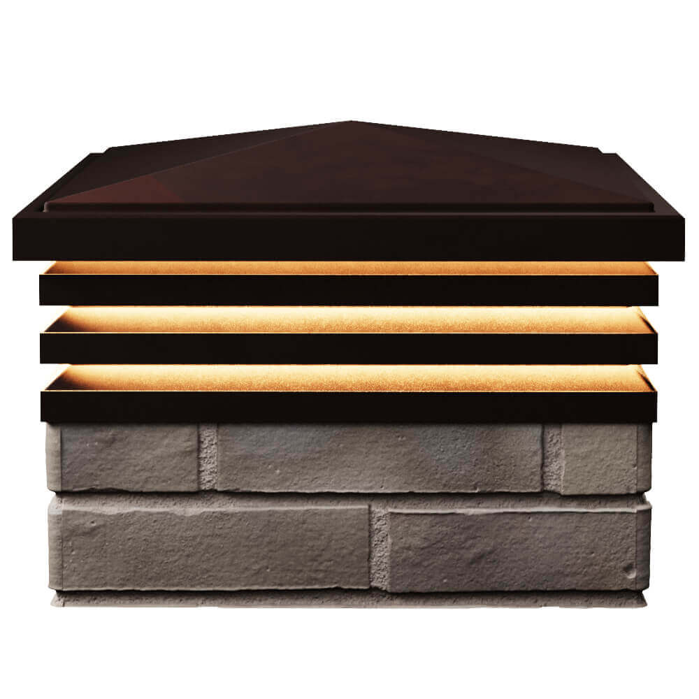 Колпак Zking Бона ХайТек Коричневый на столб 1.5х1.5 кирпича (385х385мм) с подсветкой в Павловском Посаде фото